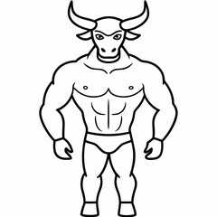 Body and a bull's head art vector illustration