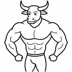Body and a bull's head art vector illustration