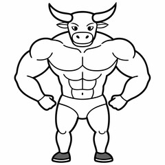 Body and a bull's head art vector illustration