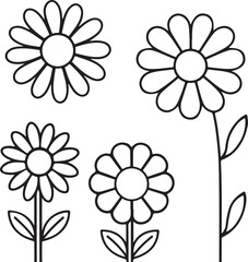 Wonderful Flowers coloring page for kids colouring book page illustration