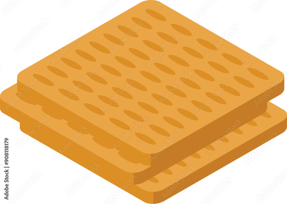 Sticker two square wafers lying on top of each other, ready to be eaten at snack time