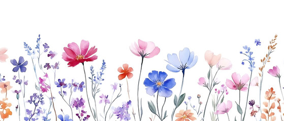 Watercolor Wildflowers Border Design