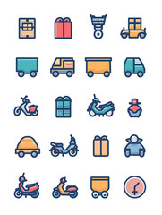 Colorful Delivery and Transportation Icons Set.., generative ai image