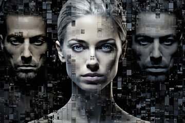 generated illustration of  human head created from blocks in the style of futuristic digital art