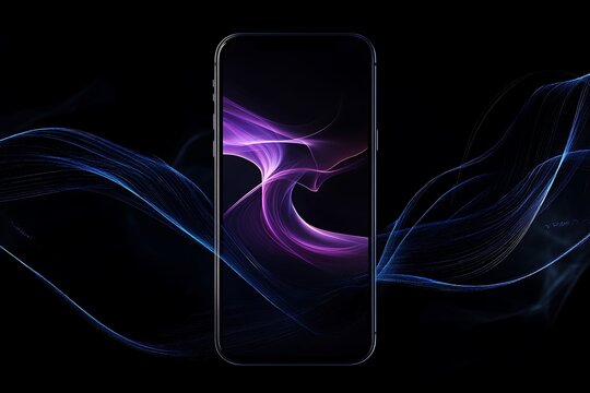 Abstract blue and  purpel wave smock background with mobile set wallpepar.