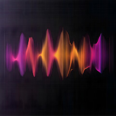 Abstract sound wave pattern featuring stripe lines in a gradient of colors, isolated on a transparent background.