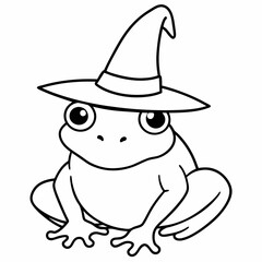Cute frog with a witch hat