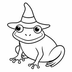 Cute frog with a witch hat