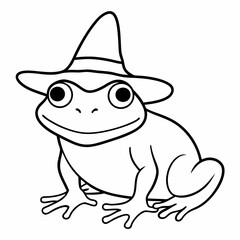 Cute frog with a witch hat