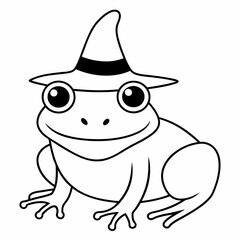 Cute frog with a witch hat