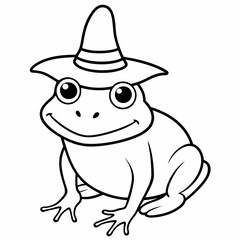 Cute frog with a witch hat