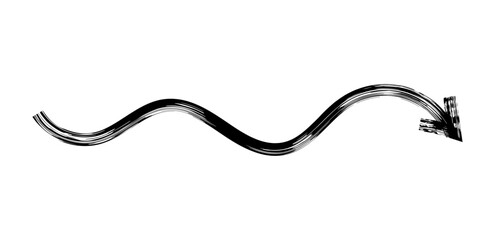 Hand drawn simple arrow drawn with wax crayon, chalk or charcoal. Uneven dry texture for underlining highlighting. Pencil drawn lines, strikethrough, grungy vector isolated on white.