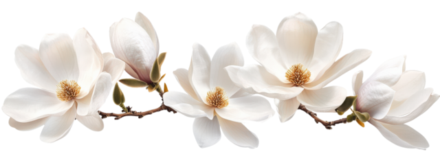 A white flower arrangement with four flowers on a white background