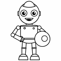 Cute cartoon robot with a drum