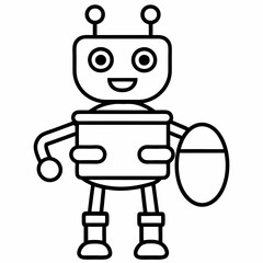 Cute cartoon robot with a drum