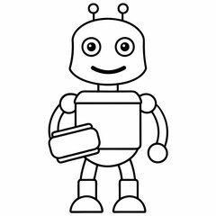 Cute cartoon robot with a drum