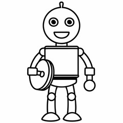 Cute cartoon robot with a drum