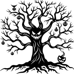 Obraz premium Horror Halloween Tree vector