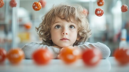 A child looking curious, surrounded by elements of Organ Donation Week