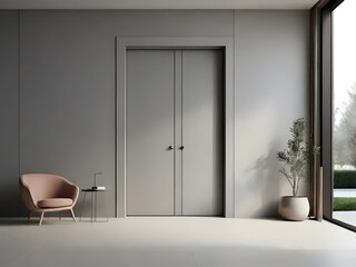 Gray Door - Modern Minimalistic Background. Elegant, architectural-themed illustration perfect for diverse projects, from marketing to home decor.
