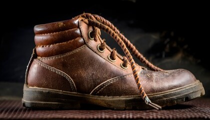 Close up of an old brown shoe