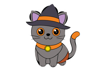 Halloween cute cat on vector art design