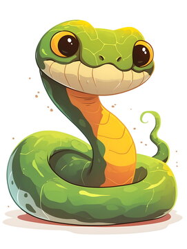 recommend clip art: Cute Cartoon Snake isolated on a white background	