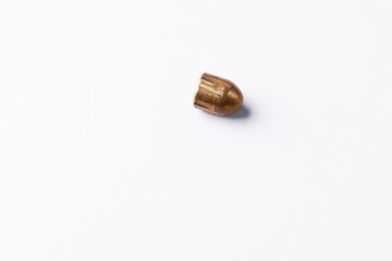 Firearm bullet with traces of rifling on the barrel bore, forensic ballistic examination