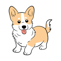 delightful Corgi, illustrated in an adorable kawaii style with a cheerful look and playful posture, is perfect for adding a touch of joy to any creation