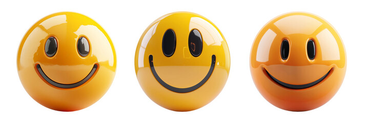 Obraz premium Smiling Emoji Faces Isolated on Transparent Background
