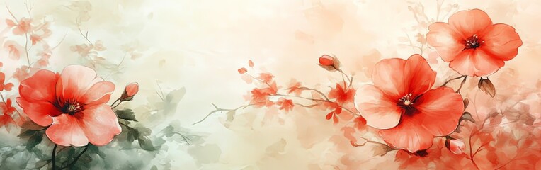 Obraz premium Delicate Floral Watercolor Wallpaper with Soft Pastel Colors