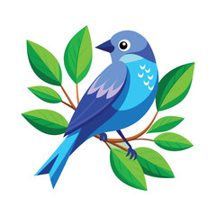 blue bird on branch vector art illustration 