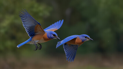 Obraz premium blue macaw bird flying in the morning