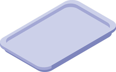 Simple, empty, rectangular plastic serving tray, shown in isometric view