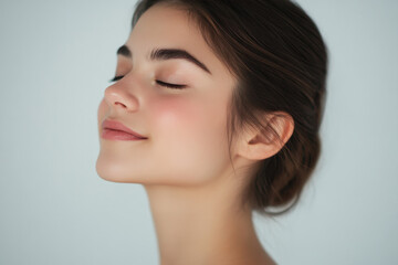 Fototapeta premium A close up of a girl's face with her eyes closed