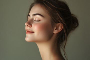 Fototapeta premium A close up of a girl's face with her eyes closed