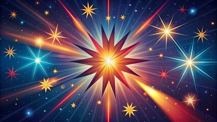 Vibrant Starburst Explosion on a Festive Night Sky Background