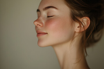 Fototapeta premium A close up of a girl's face with her eyes closed