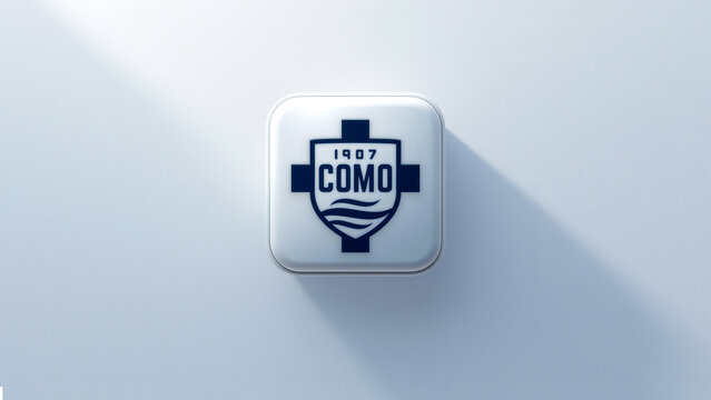 Como 1907 badge 3d icon casting a shadow on a white background