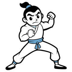 kung fu karate fight pose cartoon vector