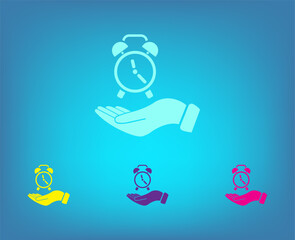 Vector color icons on blue background with gradient