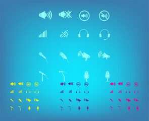 Vector color icons on blue background with gradient