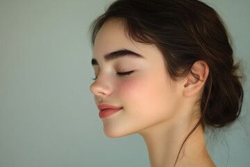 Fototapeta premium A close up of a girl's face with her eyes closed