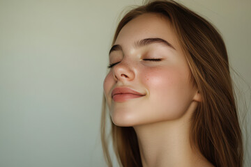 Fototapeta premium A close up of a girl's face with her eyes closed