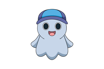 Obraz premium Halloween cute Ghost and Festive Elements on vector art