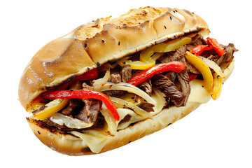 a cheesesteak sandwich  isolated on a transparent background