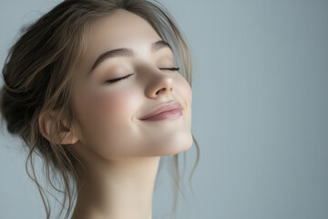 Fototapeta premium A close up of a girl's face with her eyes closed