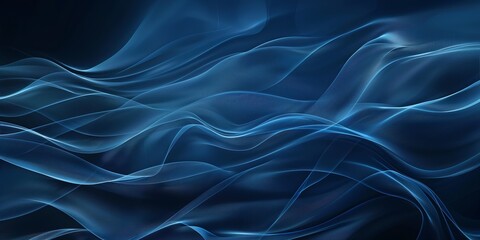 Obraz premium Abstract flowing blue waves background. Elegant, wavy lines forming a dynamic and serene pattern. Ideal for use in web design, advertising, and presentation materials