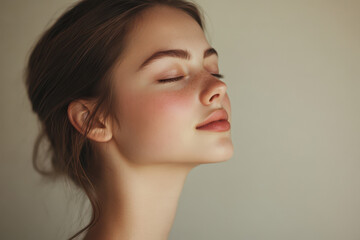Fototapeta premium A close up of a girl's face with her eyes closed