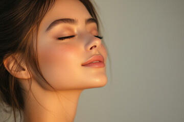 Fototapeta premium A close up of a girl's face with her eyes closed